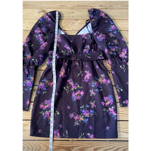 Long sleeve puff shoulder mini dress - Picture 4 of 8